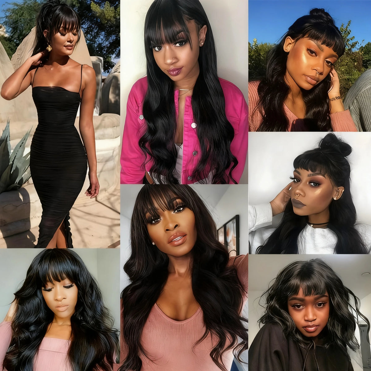 Middle Part Body Wave Wig | Bangs | 3x1 Lace Front | 230% Density | Brazilian Human Hair | 30–36 Inch