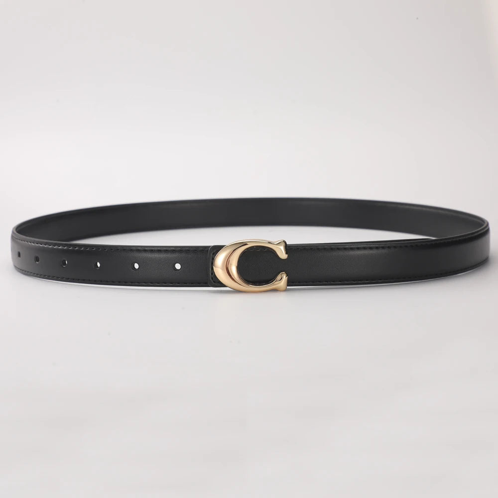 Women's Double-Sided Fashion Belt, Reversible Waist Belt with C-Shaped Buckle, Smooth Finish for Dresses, Jeans & Trousers