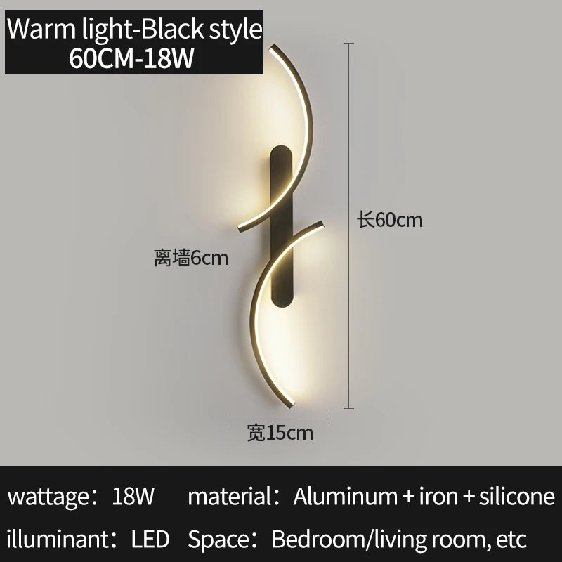 Modern C-Shaped LED Wall Sconce | Minimalist Wall Lamp for Living Room, Bedroom, Hallway & Office