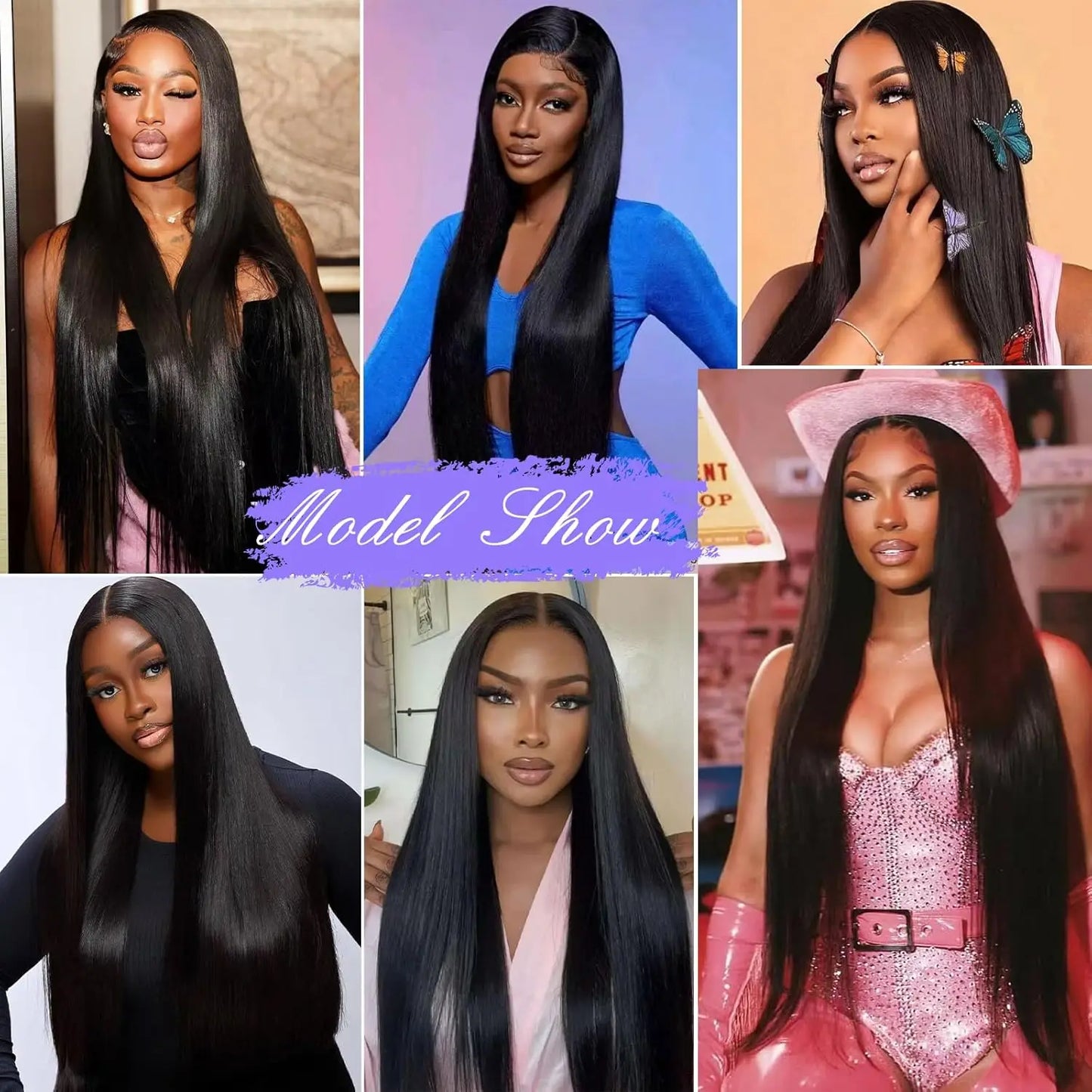13x6 HD Transparent Lace Front Human Hair Wig, Pre-Plucked Straight Wig, 200% Density, Natural Black for Women