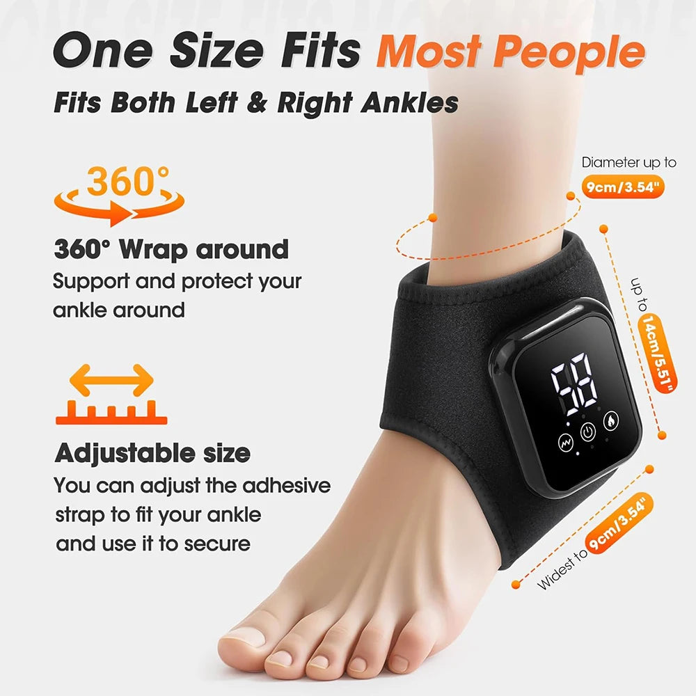 Heated Ankle Brace Set | 2PCS | USB Rechargeable | 3 Heat Levels & Vibration Modes | Foot Comfort Wraps