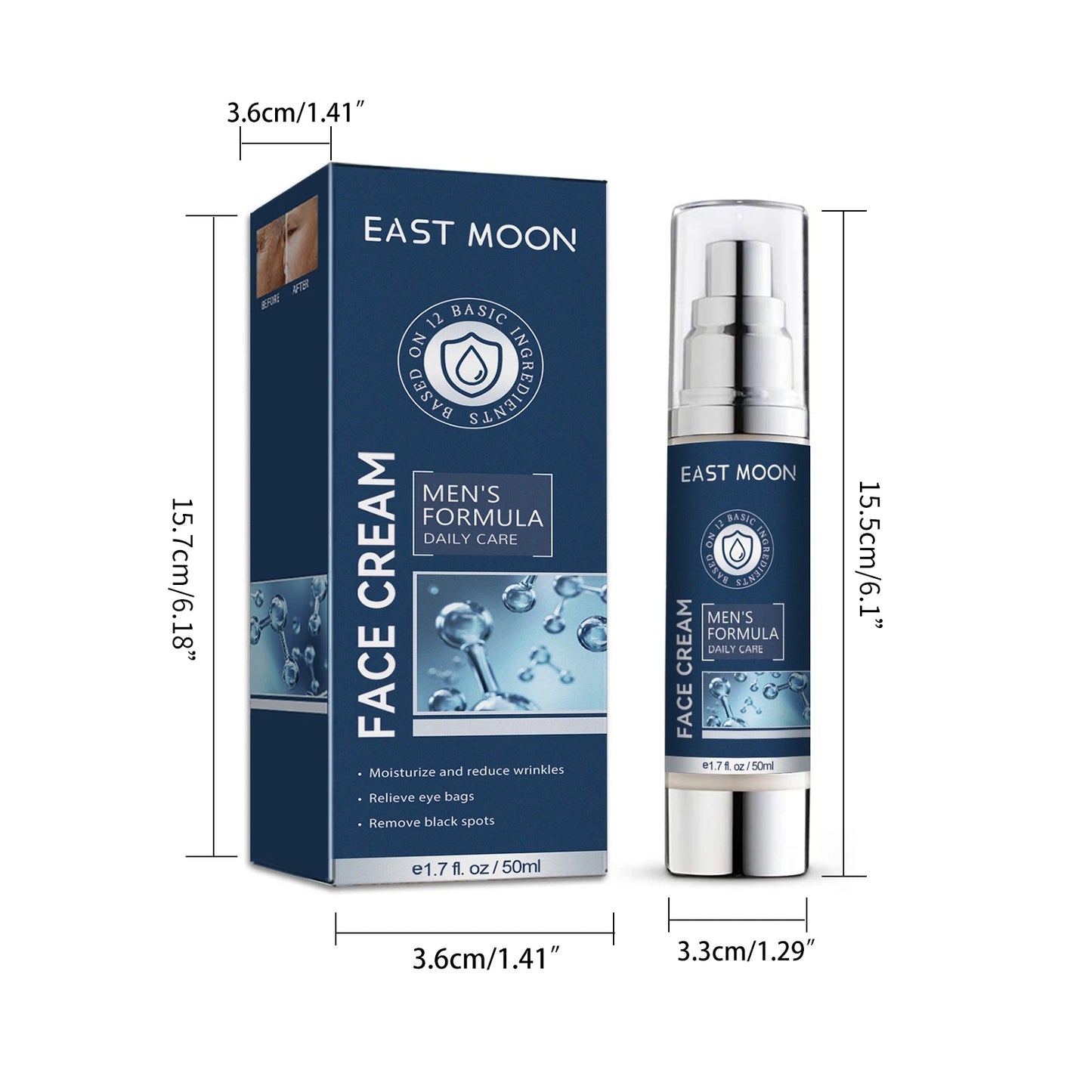 Men's 6-in-1 Face Cream | 50ml | Lightweight Daily Moisturizer | Non-Greasy Formula