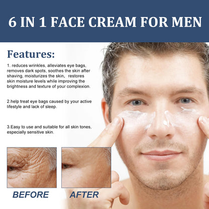 Men's 6-in-1 Face Cream | 50ml | Lightweight Daily Moisturizer | Non-Greasy Formula