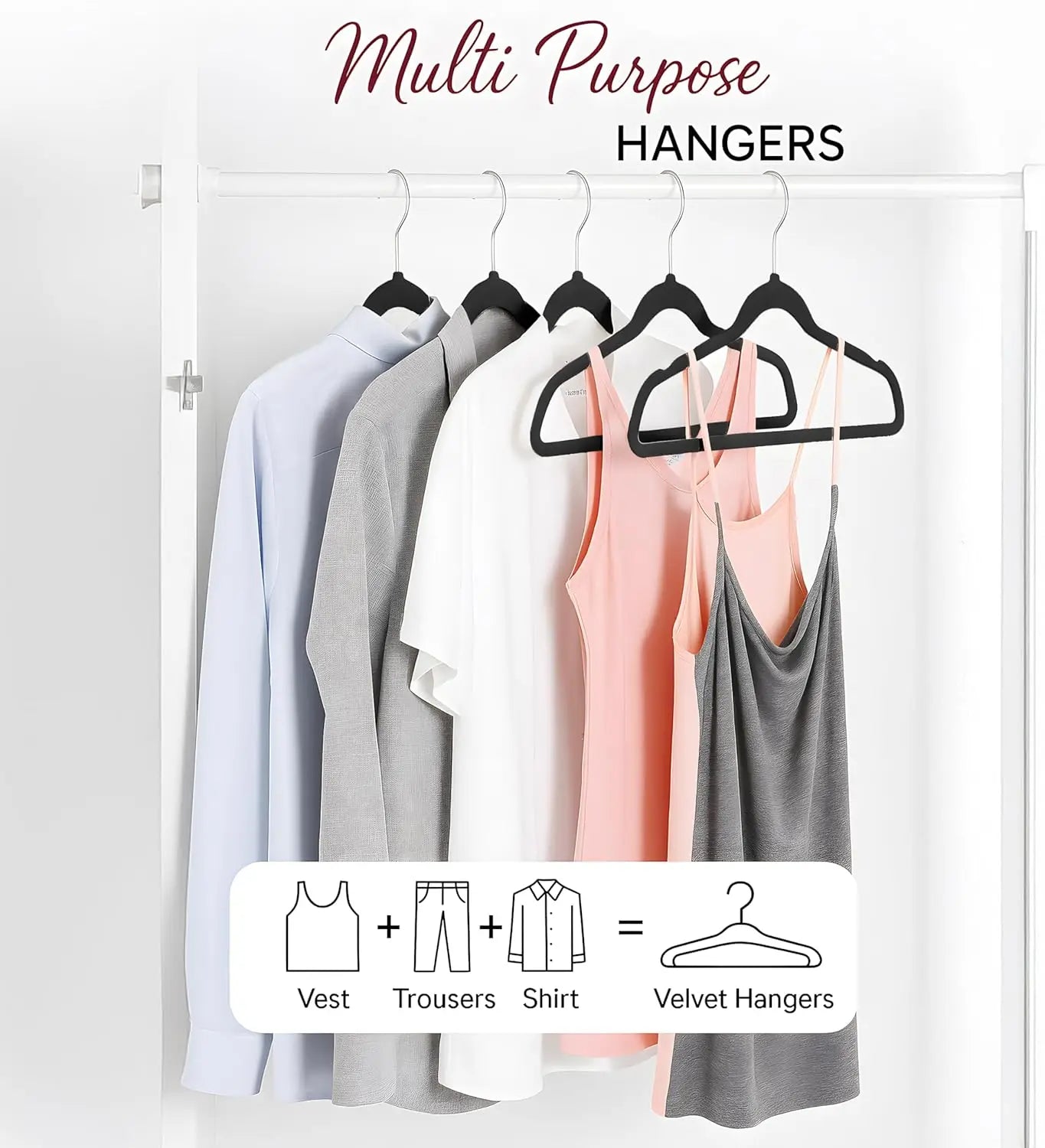Lux Decor 30/50/100 Velvet Hangers - Premium Non-Slip Heavy Duty 360° Swivel Hook Hanger for Closet - Coat Pants Felt Hanger