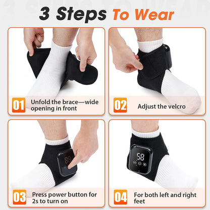 Heated Ankle Brace Set | 2PCS | USB Rechargeable | 3 Heat Levels & Vibration Modes | Foot Comfort Wraps