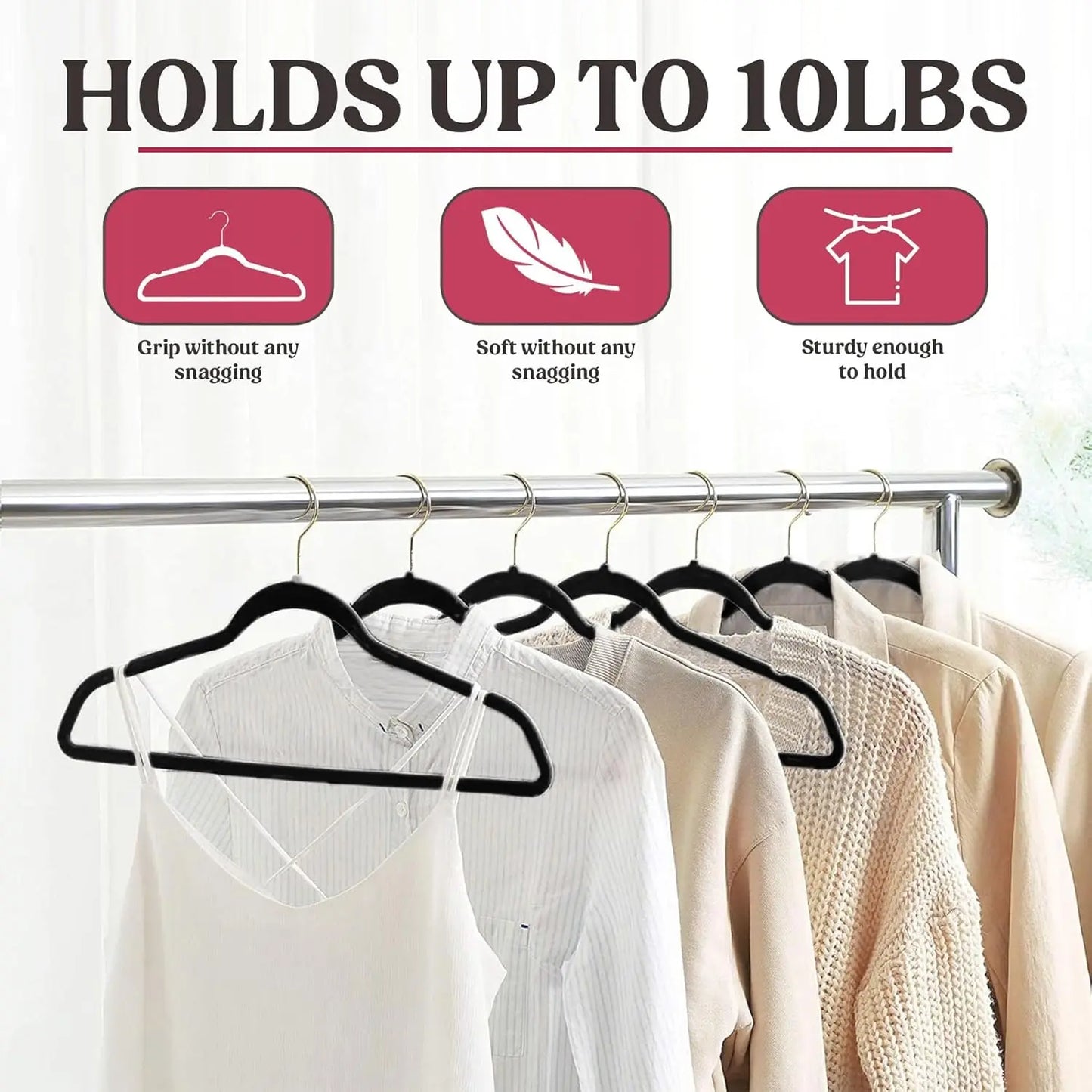 Lux Decor 30/50/100 Velvet Hangers - Premium Non-Slip Heavy Duty 360° Swivel Hook Hanger for Closet - Coat Pants Felt Hanger