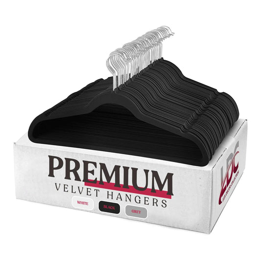 Lux Decor 30/50/100 Velvet Hangers - Premium Non-Slip Heavy Duty 360° Swivel Hook Hanger for Closet - Coat Pants Felt Hanger
