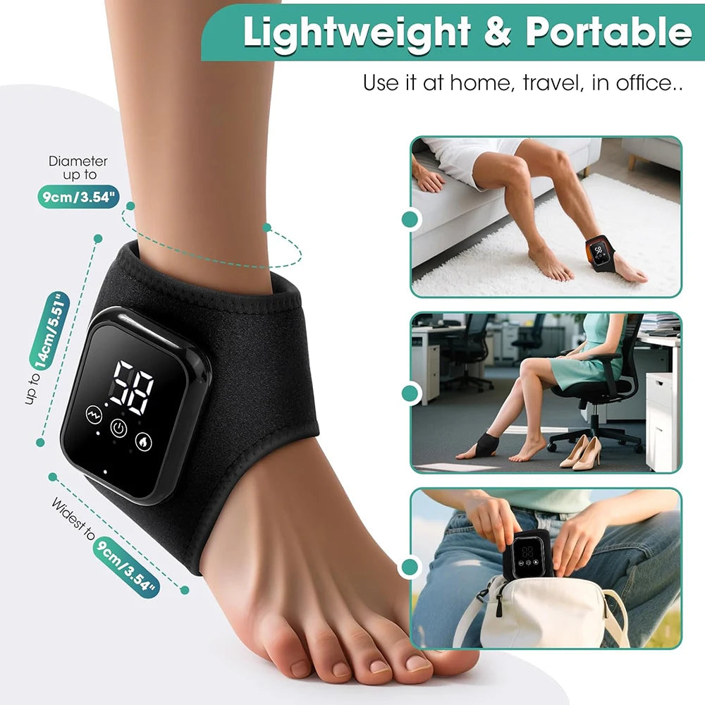 Heated Ankle Brace Set | 2PCS | USB Rechargeable | 3 Heat Levels & Vibration Modes | Foot Comfort Wraps