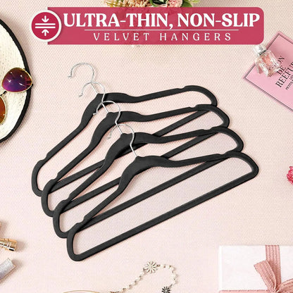Lux Decor 30/50/100 Velvet Hangers - Premium Non-Slip Heavy Duty 360° Swivel Hook Hanger for Closet - Coat Pants Felt Hanger