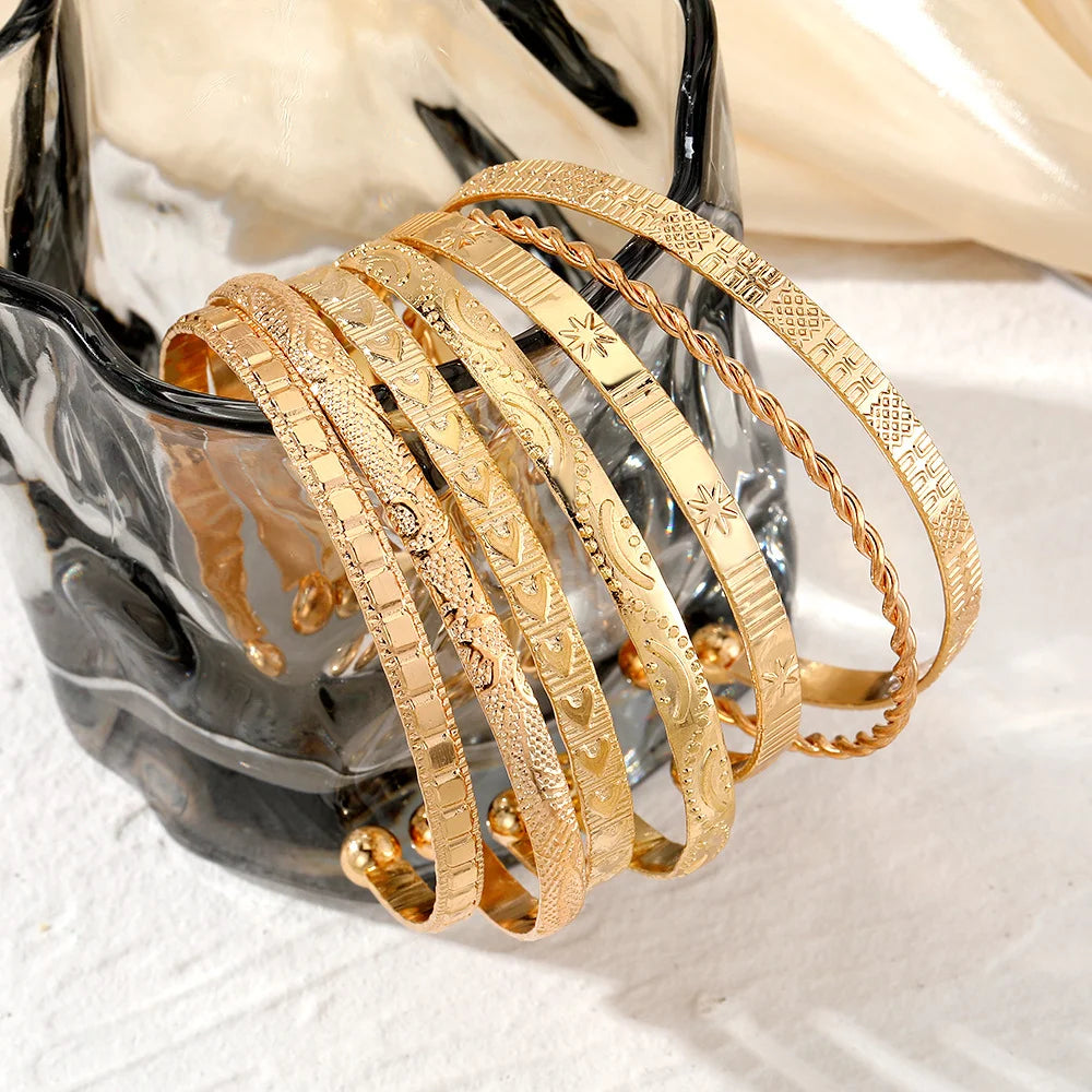 RebelGlow™ 7-Piece Gold Bracelet Collection – Punk & Goth Style