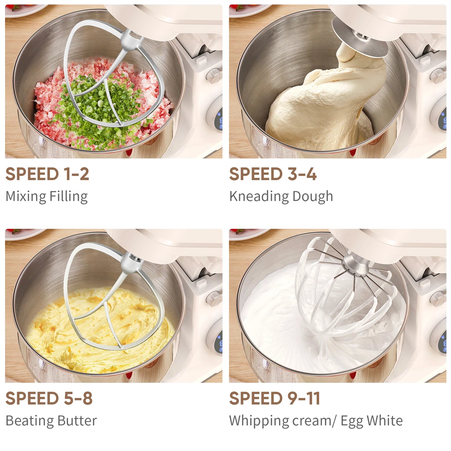 BioloMix Stand Mixer | 1200W DC Motor | 11 Speeds | Digital OLED Display | Dough Hook & Whisk