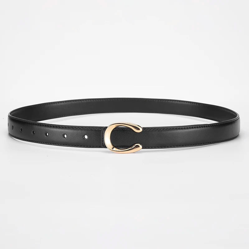 Women's Double-Sided Fashion Belt, Reversible Waist Belt with C-Shaped Buckle, Smooth Finish for Dresses, Jeans & Trousers