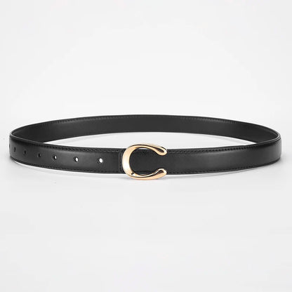 Women's Double-Sided Fashion Belt, Reversible Waist Belt with C-Shaped Buckle, Smooth Finish for Dresses, Jeans & Trousers