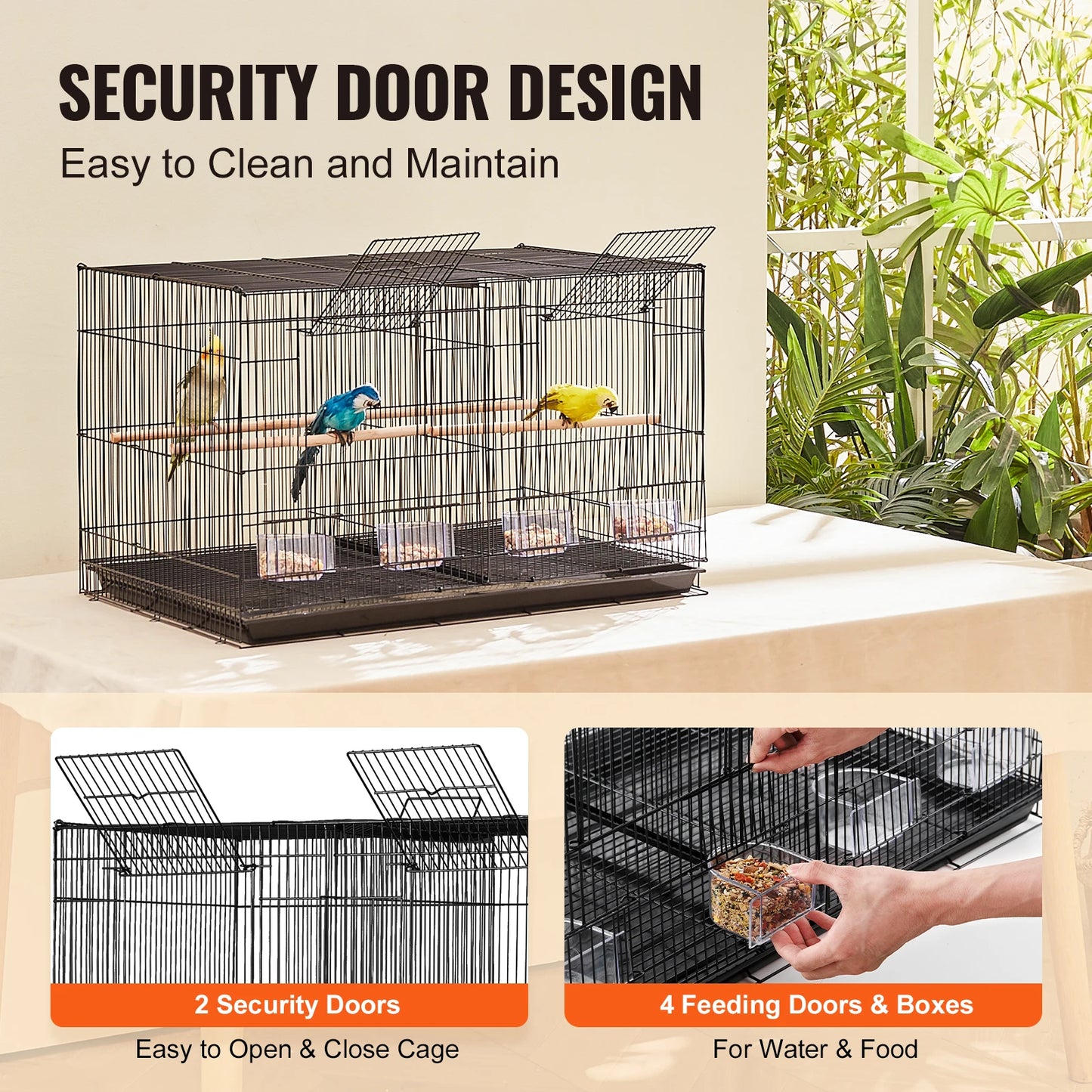 SucceBuy 30-Inch Flight Bird Cage | Stackable Design | Divider, Handle & Perches | Portable Birdcage
