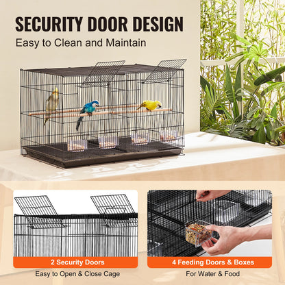 SucceBuy 30-Inch Flight Bird Cage | Stackable Design | Divider, Handle & Perches | Portable Birdcage