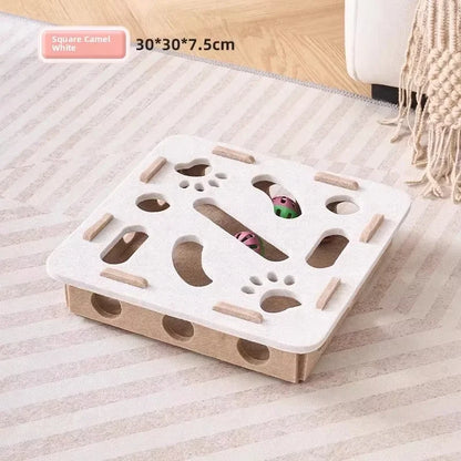Indoor Cat Puzzle Toy, Felt Interactive Box with Ball, Exercise and Hunting Game Toy for Mental Stimulation and Activity