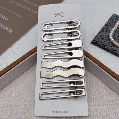 Silver Y2K Duckbill Hair Clips | Metal Barrettes | Bangs & Side Hair Styling Accessories