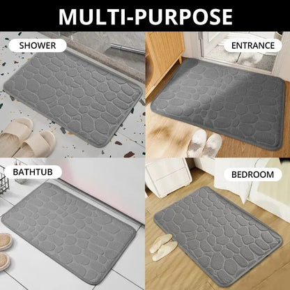 Embossed Fiber Floor Mat | Non-Slip Pebble Design | Bathroom & Living Room Rug