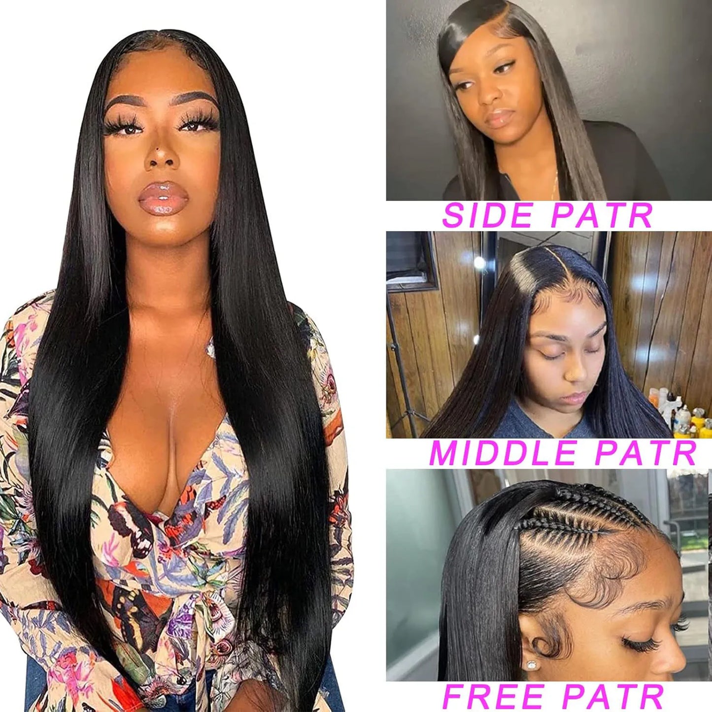 13x6 HD Transparent Lace Front Human Hair Wig, Pre-Plucked Straight Wig, 200% Density, Natural Black for Women