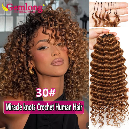#30 Honey Blonde Crochet Human Hair | Deep Wave | Miracle Knot | Invisible Knot | 100% Human Hair | 60g/PC
