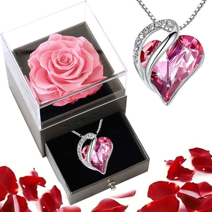 Ocean Heart Necklace | Eternal Rose Gift Box | Romantic Jewelry Gift for Her