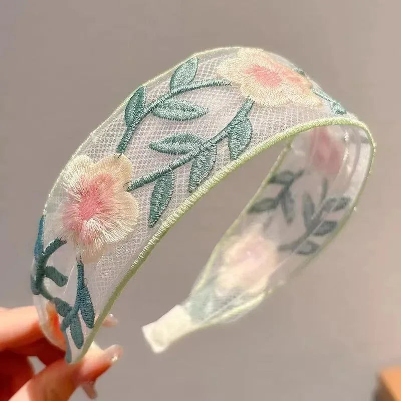 BloomGrace™ Embroidered Chiffon Floral Headband Collection – 3 Piece Set