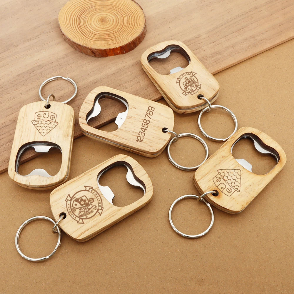CraftKey™ Wooden Bottle Opener Keychain – Personalized Gift Collection