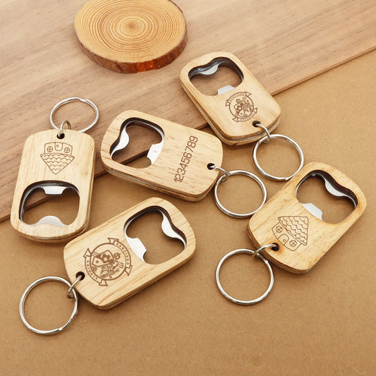 CraftKey™ Wooden Bottle Opener Keychain – Personalized Gift Collection