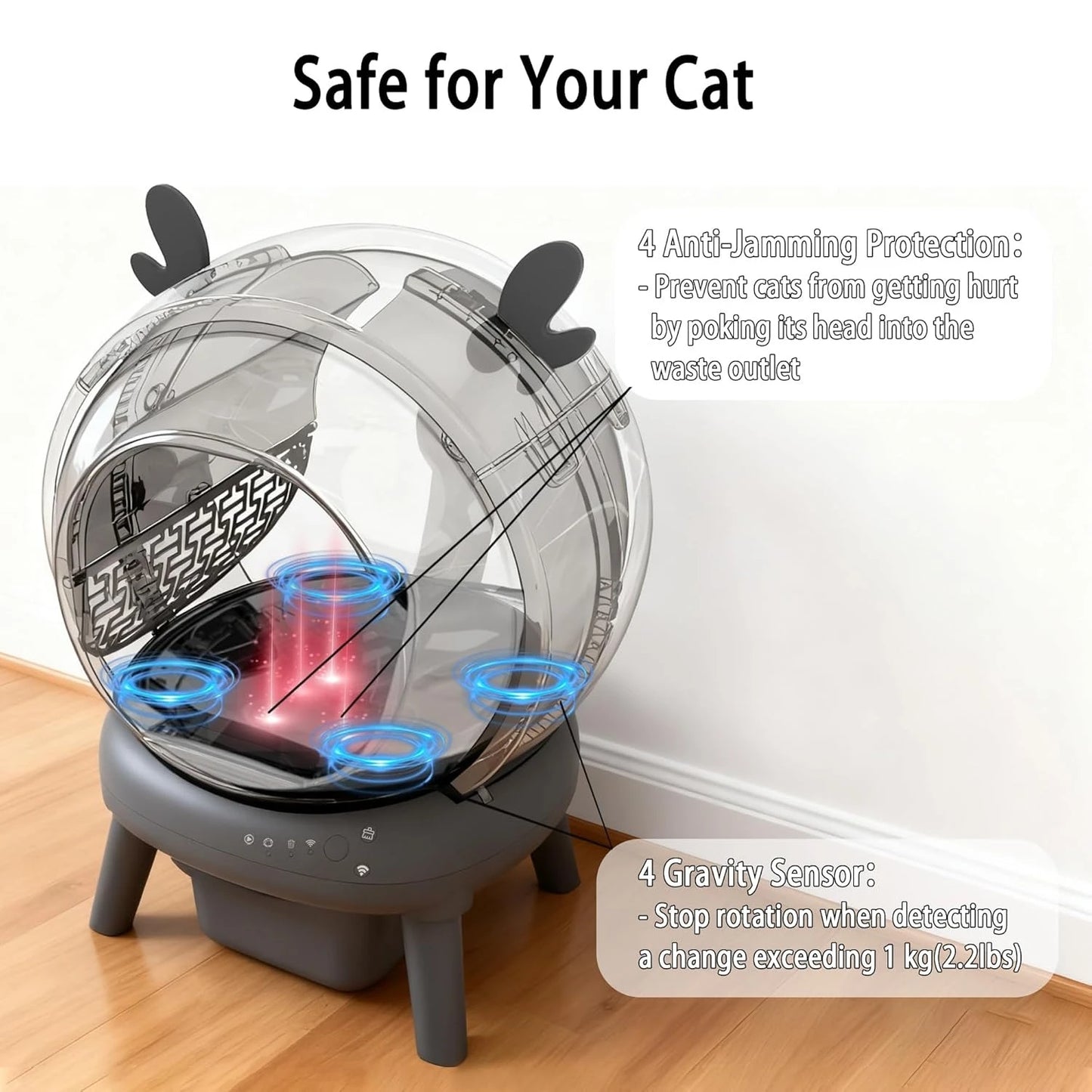 65L Smart Self-Cleaning Cat Litter Box | App Controlled | Odor Control | Dual Safety System