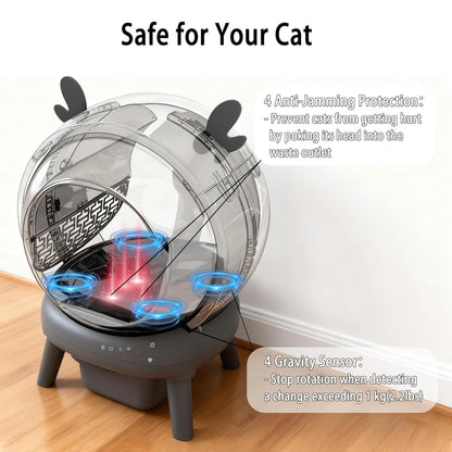 65L Smart Self-Cleaning Cat Litter Box | App Controlled | Odor Control | Dual Safety System