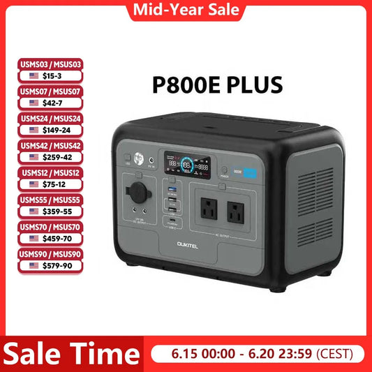 OUKITEL P800E Portable Power Station | 800W Output | 512Wh LiFePO4 Battery | Solar Generator for Home & Outdoor Use