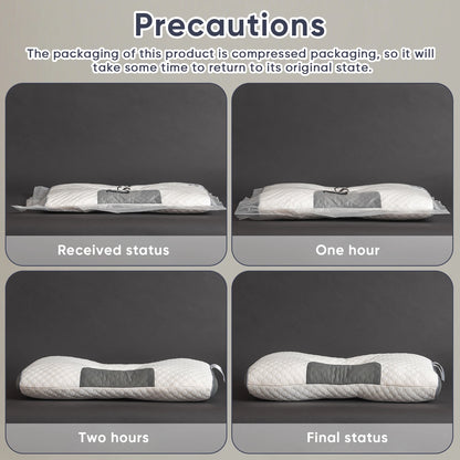 Ergonomic Contour Design • Adjustable Height • Premium Pillow Core • All-Season Comfort