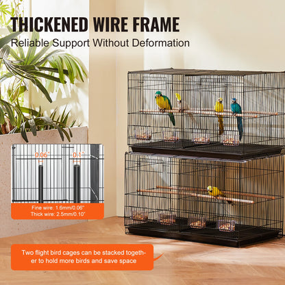 SucceBuy 30-Inch Flight Bird Cage | Stackable Design | Divider, Handle & Perches | Portable Birdcage