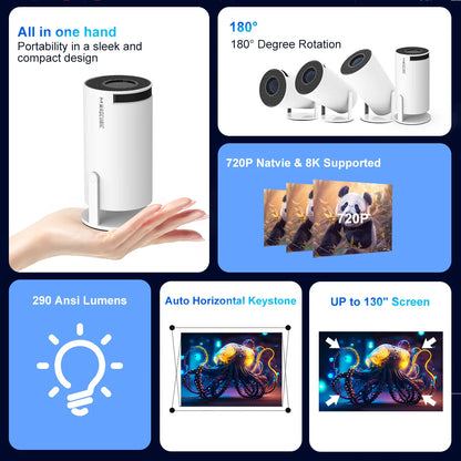 Magcubic HY300 Pro Portable Smart Projector | Native 720P HD | Android 14 | Bluetooth 5.4 | Home & Outdoor Entertainment