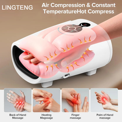 LINGTENG Hand Massager | Heat & Compression | Wireless Rechargeable Design | Hand Relaxation Device