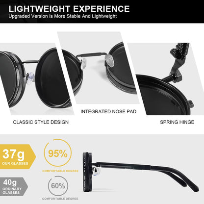 CRIXALIS™ Retro Polarized Round Sunglasses – Adjustable Tint Collection