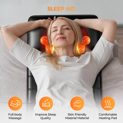 Shiatsu Full Body Massage Mat | Heat Function | 10 Vibrating Motors | Adjustable Intensity Massage Pad
