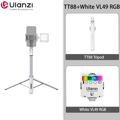 Ulanzi TT88 Phone Tripod, 1.44m Extendable Overhead Selfie Stick with Magnetic Phone Clamp and Wireless Remote for Live Streaming, Vlogging & Content Creation