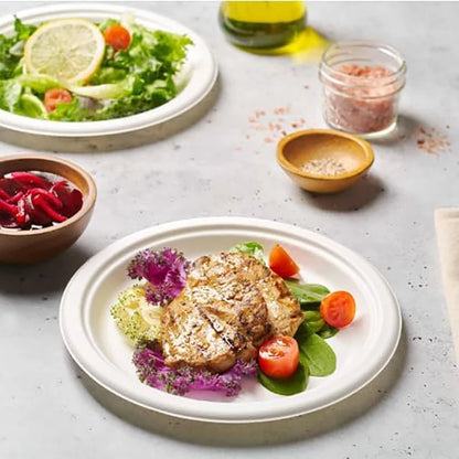 9-Inch Disposable Dinner Plates | 50-Pack | Food-Grade | Leak-Proof | Microwave-Safe | Party & Everyday Use