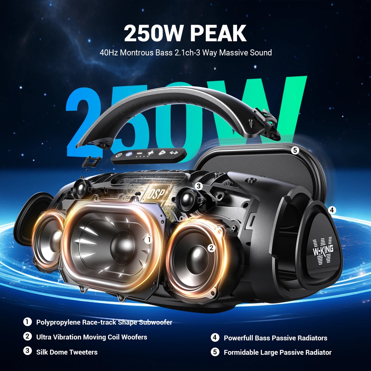 W-KING X20S™ Premium Bluetooth Party Speaker – Powerful Outdoor Sound
