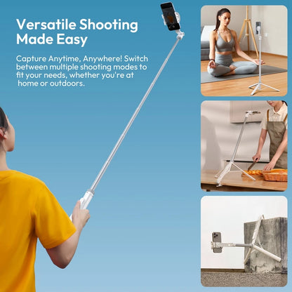 Ulanzi TT88 Phone Tripod, 1.44m Extendable Overhead Selfie Stick with Magnetic Phone Clamp and Wireless Remote for Live Streaming, Vlogging & Content Creation