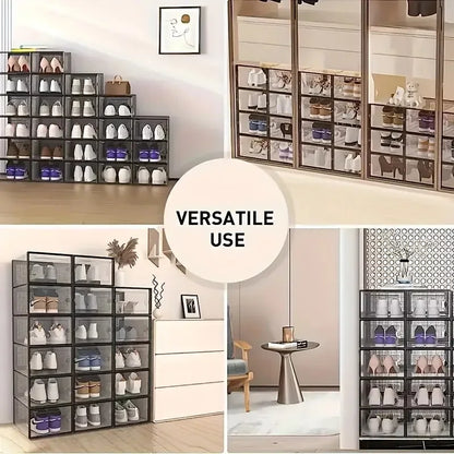 24-Pack Stackable Shoe Storage Boxes | Clear Dustproof Display Cases | Closet Organizer for Shoes & Accessories