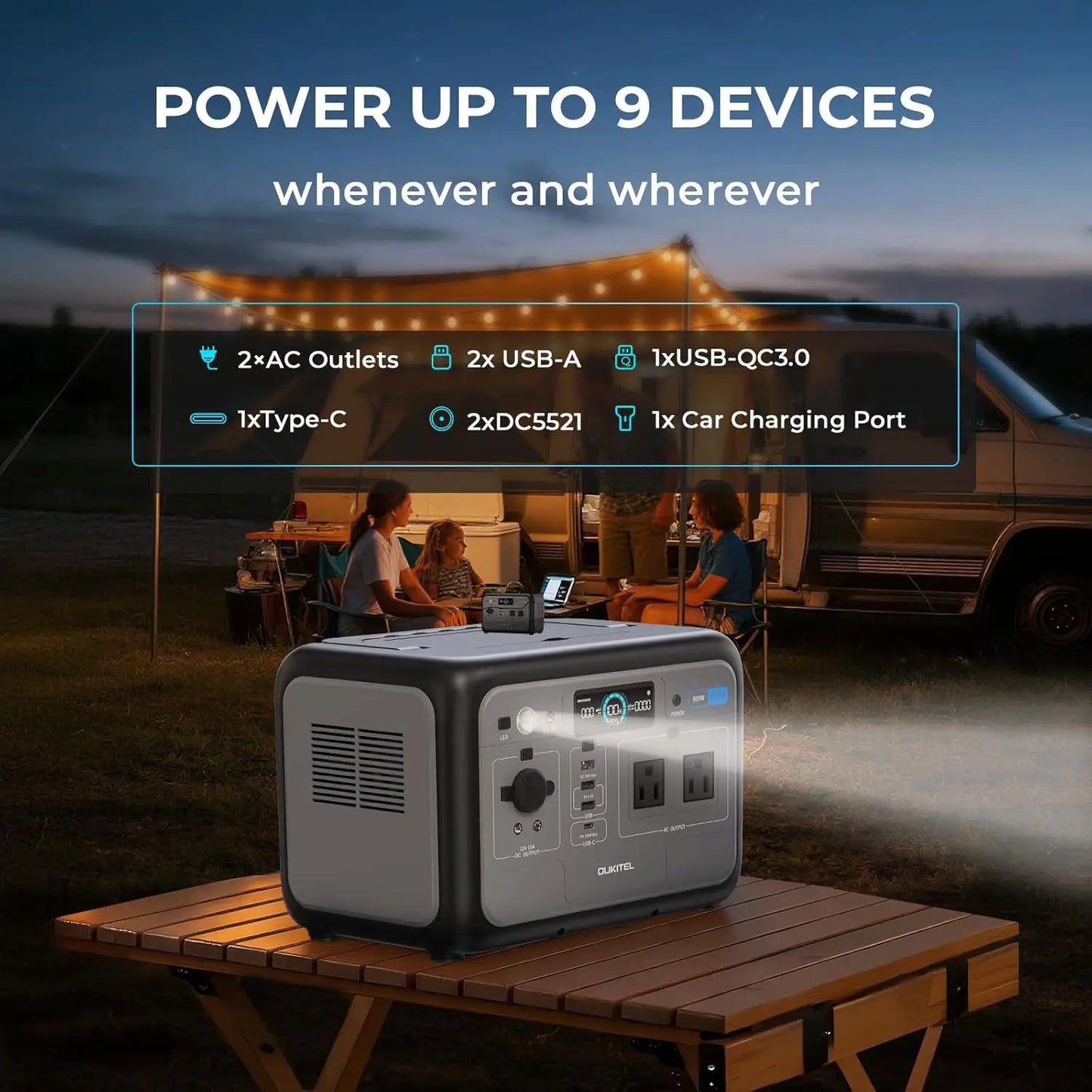 OUKITEL P800E Portable Power Station | 800W Output | 512Wh LiFePO4 Battery | Solar Generator for Home & Outdoor Use