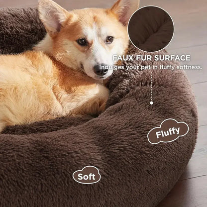Round Plush Dog & Cat Bed – Washable Warm Pet Sofa for Small, Medium & Large Pets 🐾