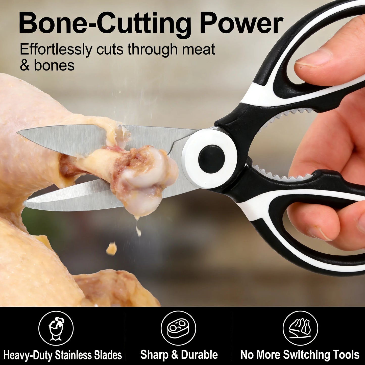 All-in-One Kitchen Scissors | Heavy Duty Sharp Shears | Ergonomic Design for Cooking & Multi-Purpose Use