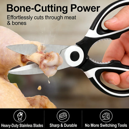 All-in-One Kitchen Scissors | Heavy Duty Sharp Shears | Ergonomic Design for Cooking & Multi-Purpose Use