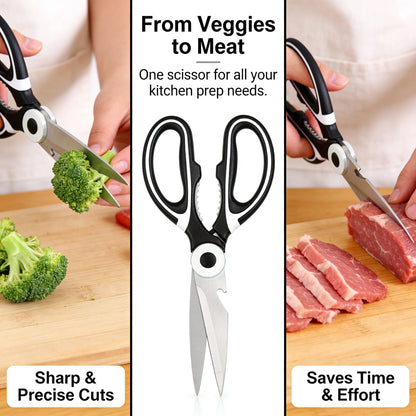 All-in-One Kitchen Scissors | Heavy Duty Sharp Shears | Ergonomic Design for Cooking & Multi-Purpose Use