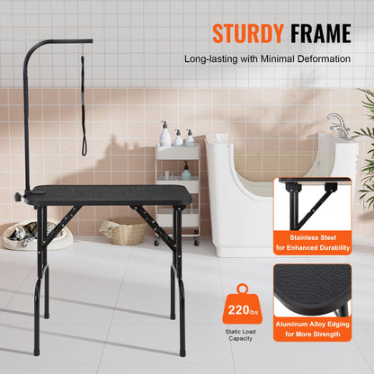 SucceBuy™ Professional Pet Grooming Station – Foldable Table with Dual Grooming Arms