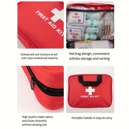 184PCS First Aid Kit, Portable Emergency Medical Supplies Bag, Multi-Purpose Survival Kit for Hiking, Camping, Travel, Outdoor Activities, Home and Workplace Safety