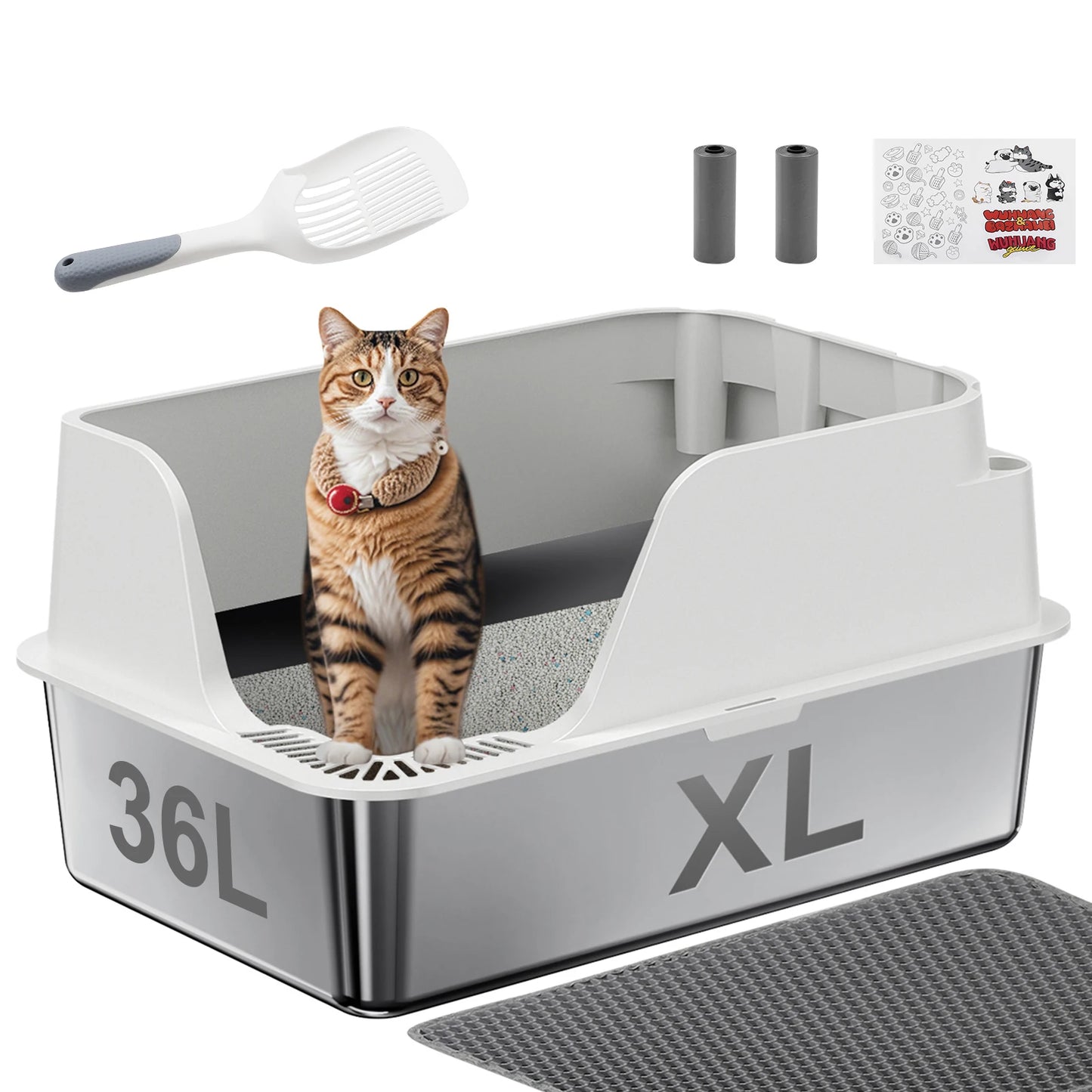 Premium Stainless Steel Cat Litter Box | Extra Large, Leak-Proof & Splash-Resistant